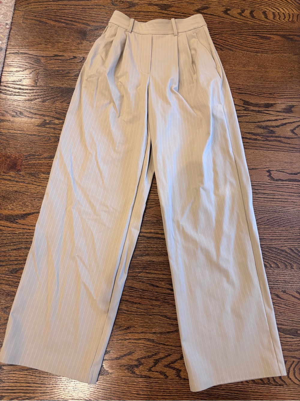 lululemon athletica Beige Pinstripe Wide-Leg Trousers